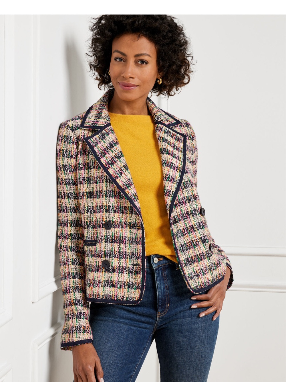 Talbots Multicolor Cafe Tweed Blazer Skirt 2pc Set Preppy Academia